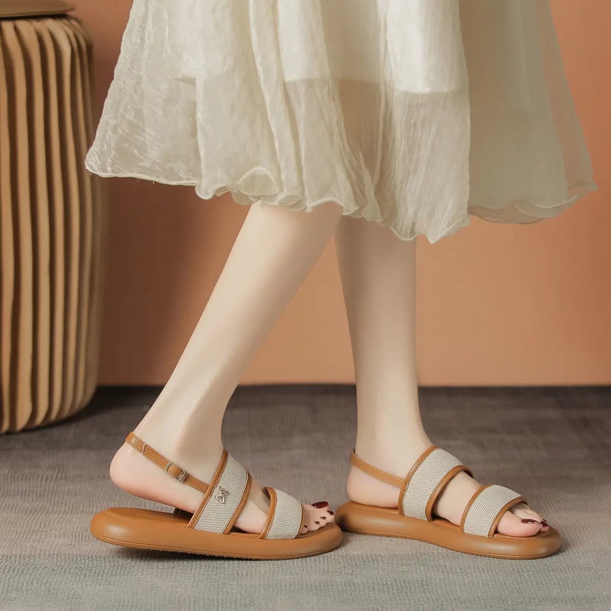 ZHR Seaside Holiday Travel Outfit Ethnic Print Trendy Personality Unique Design Elegant Yama Style Embroidery Craft Outdoor Travel Slip-Resistant Comfortable Simple Soft Casual Versatile Open-Toe Single Strap Sandals Women's 7
