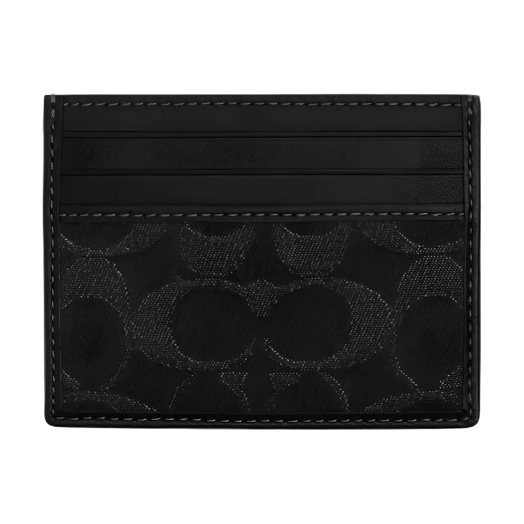COACH 10 Slim Dəri Kart Saxlayıcı Kişi Gümüşü/Qara