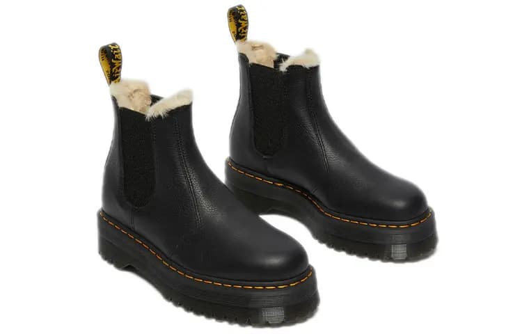 Dr.Martens 2976 Faux Fur Lined Platform Chelsea Boots Qadın Qara 4