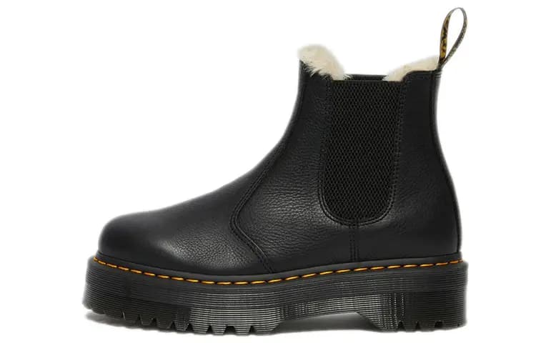 Dr.Martens 2976 Faux Fur Lined Platform Chelsea Boots Qadın Qara