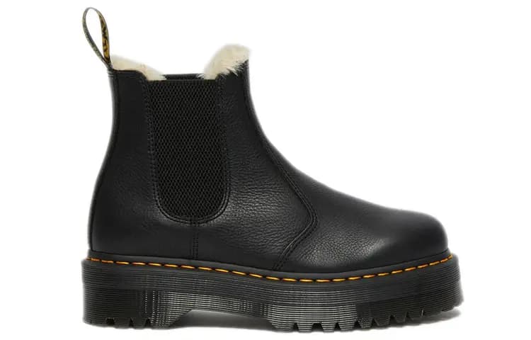 Dr.Martens 2976 Faux Fur Lined Platform Chelsea Boots Qadın Qara 2