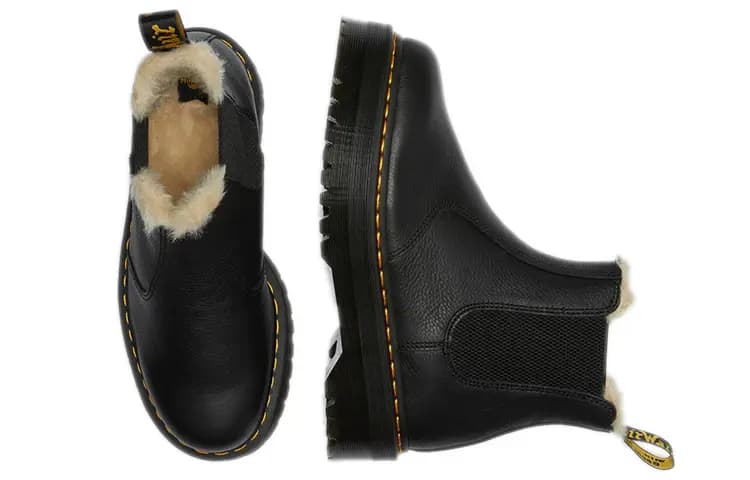 Dr.Martens 2976 Faux Fur Lined Platform Chelsea Boots Qadın Qara 5