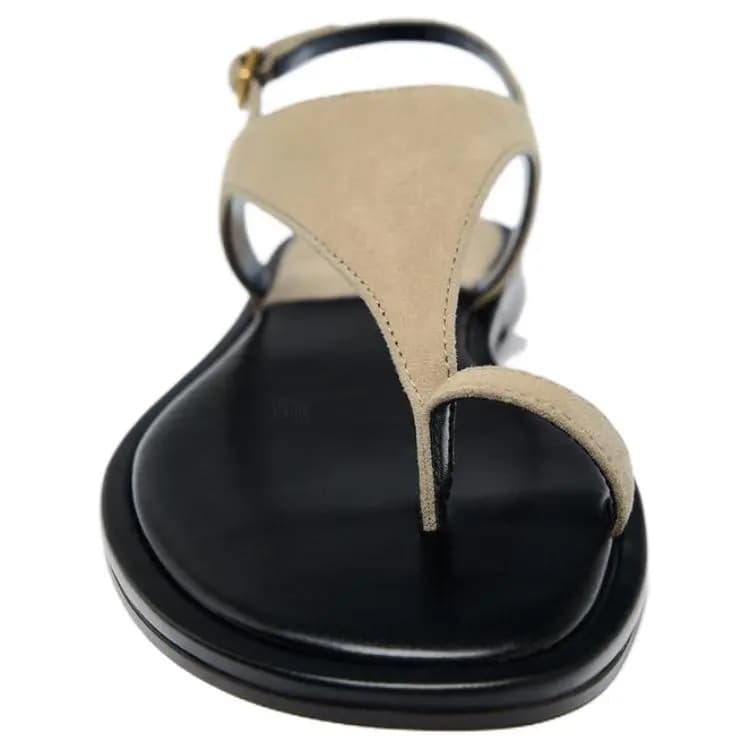 ZARA Suede Leather Cross-Strap Sandals Women's Taupe 3