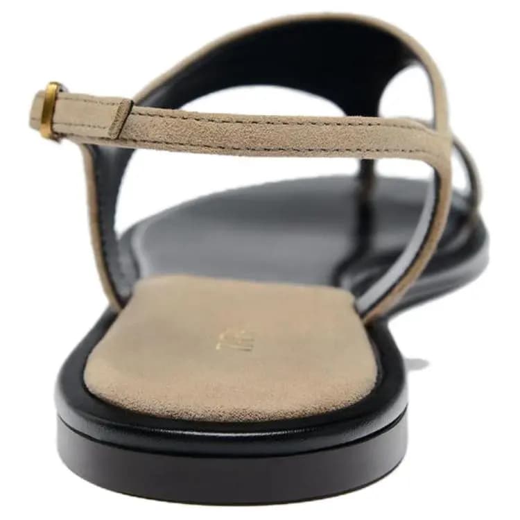 ZARA Suede Leather Cross-Strap Sandals Women's Taupe 4