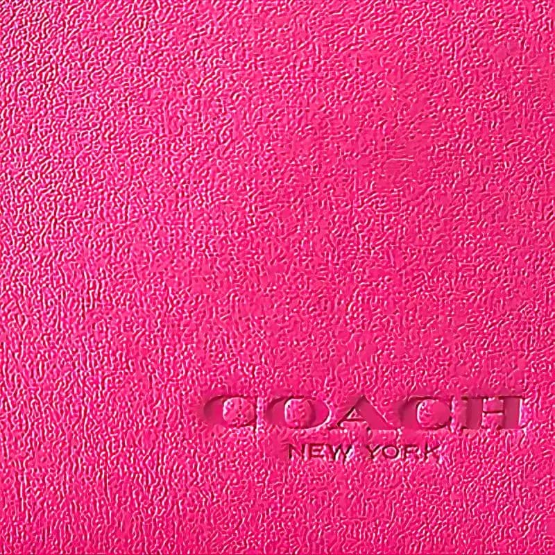 COACH 10 Charm Leather Card Case Women's Rose Red 5