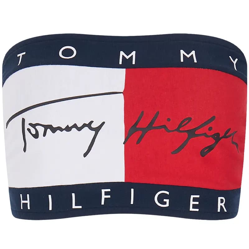 Tommy Hilfiger Rəngli Qadın Bustier Topu Ağ/Qırmızı/Göy