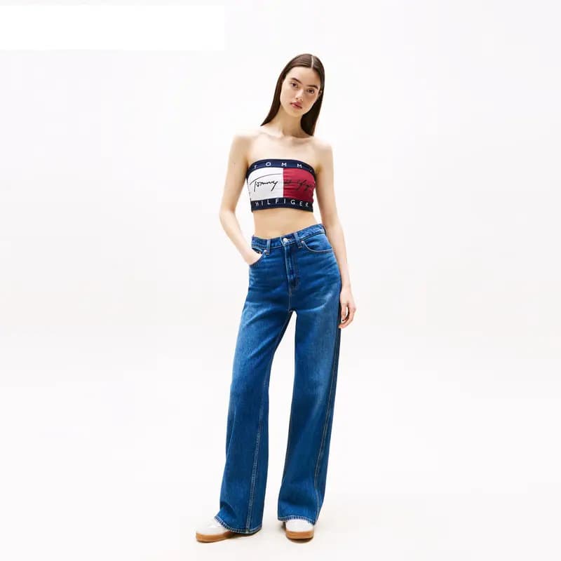 Tommy Hilfiger Rəngli Qadın Bustier Topu Ağ/Qırmızı/Göy 7