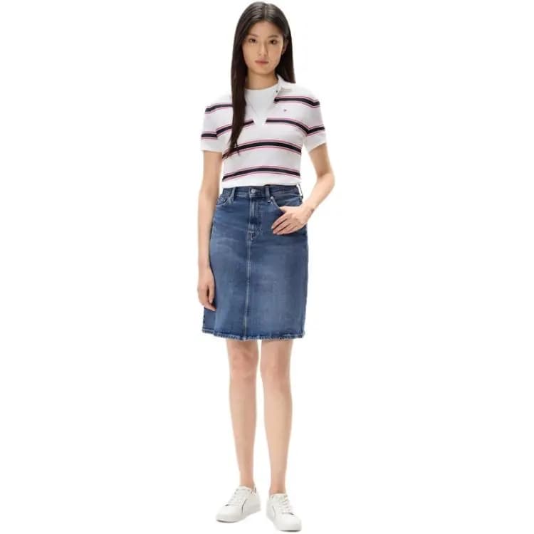 Tommy Hilfiger Qadın Denim Uzun Ətək Mavi 3