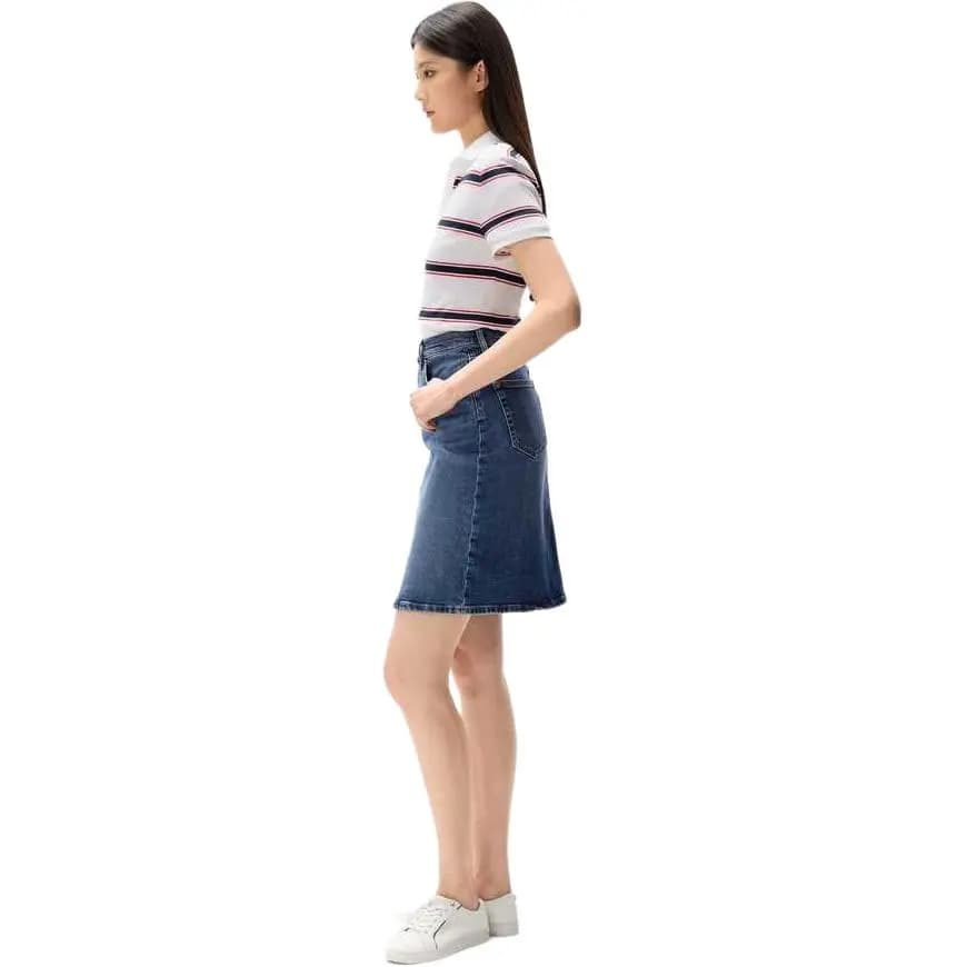 Tommy Hilfiger Qadın Denim Uzun Ətək Mavi 4