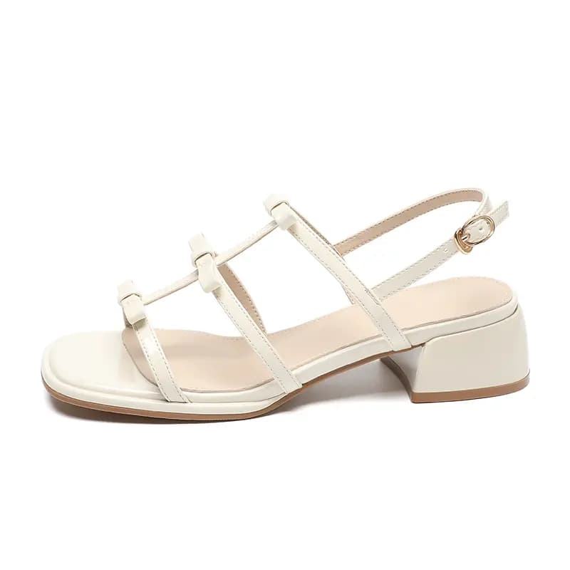 ZHR Sweet Bow Patent Leather Shiny Braided Line Roman Holiday Style Beach Oil Painting Girly Fashion Versatile Lightweight Breathable Comfortable Elegant Single Strap Sandals Women's 8