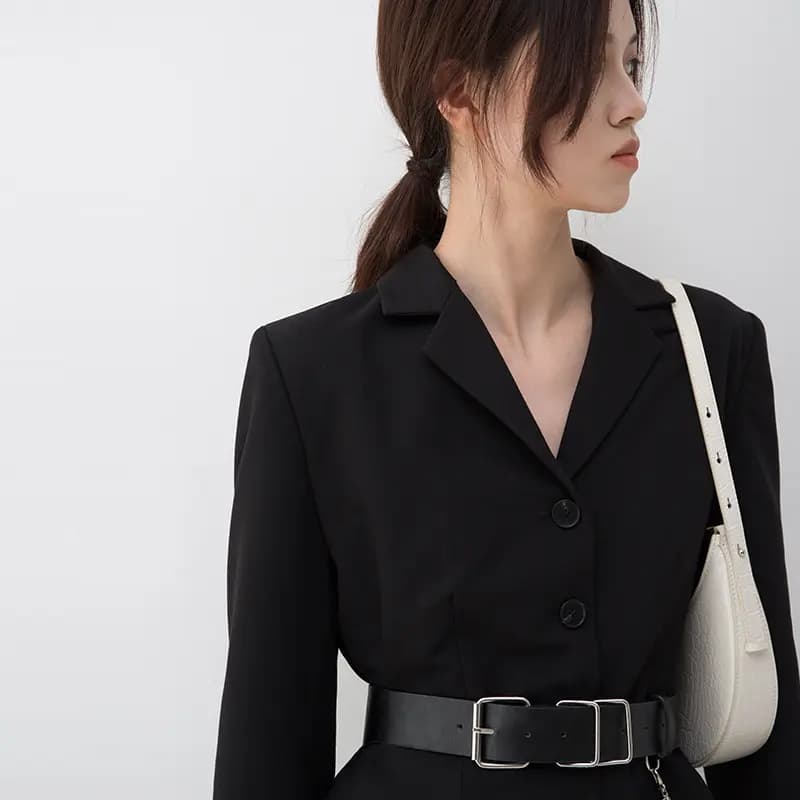 SOON FLOWER Qadın Uzunqol Don Qara 6