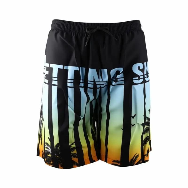 Li-Ning Quick-Dry Loose Casual Swim Trunks Men's Fluorescent Blue Floral 7