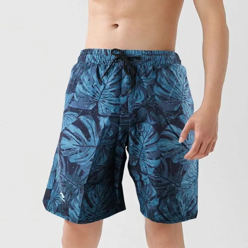 Li-Ning Quick-Dry Loose Casual Swim Trunks Men's Fluorescent Blue Floral 6