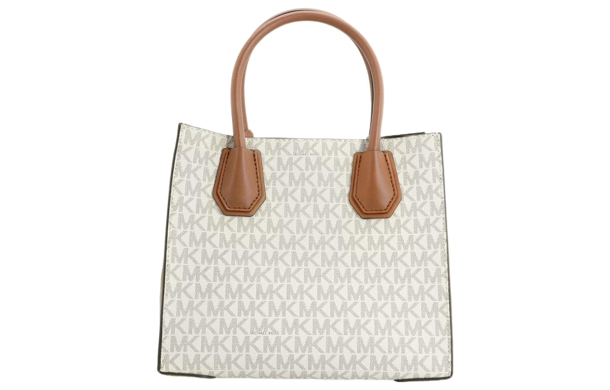 MICHAEL KORS Cow Leather Artificial Leather Trunk Bag Handbag Shoulder Bag Medium Size Women's Vanilla White 3
