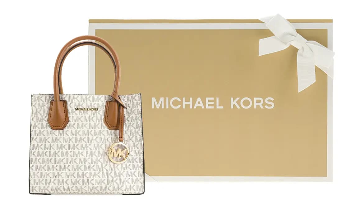 MICHAEL KORS Cow Leather Artificial Leather Trunk Bag Handbag Shoulder Bag Medium Size Women's Vanilla White 6