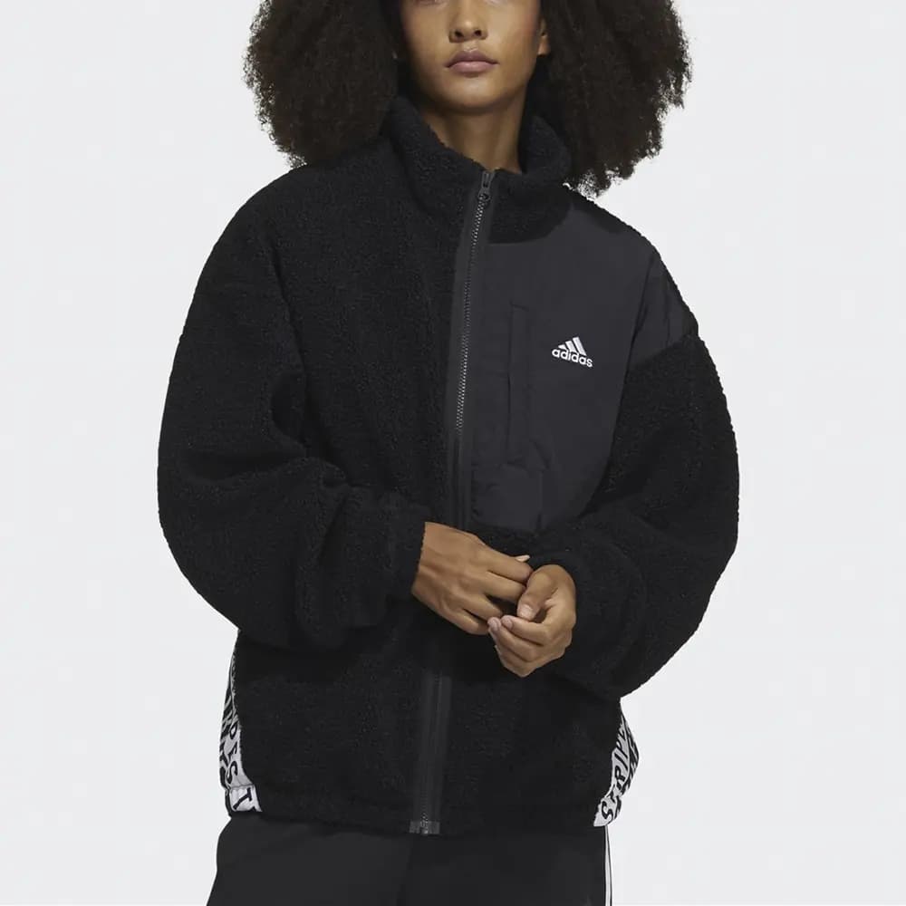 adidas W Boa Jacket Casual Sport Stand Collar Jacket Coat Women's Black 3