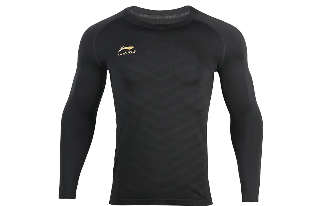 LiNing Football Series Training Sports Tight Fitness Top Men's Black