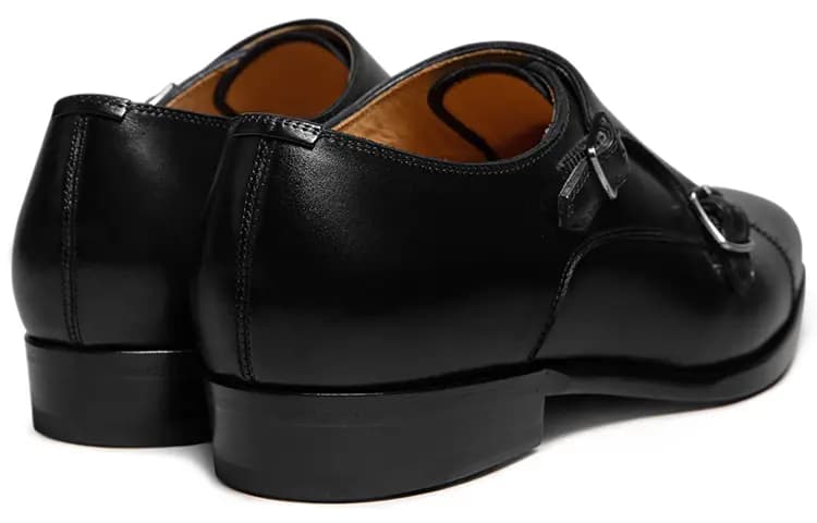 THOM WILLS Business Commute Versatile Calfskin Monk Shoes Dress Shoes Men's Black 4