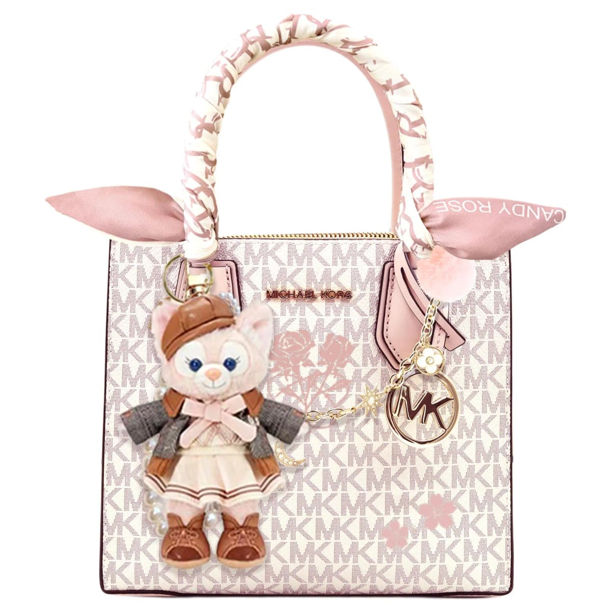 【Custom Bag】 MICHAEL KORS KORS Series Artistic Elegant Sweet Lovely Tote Bag Shopping Bag Crossbody Shoulder Bag Cow Leather Handbag Unisex Light Pink 25