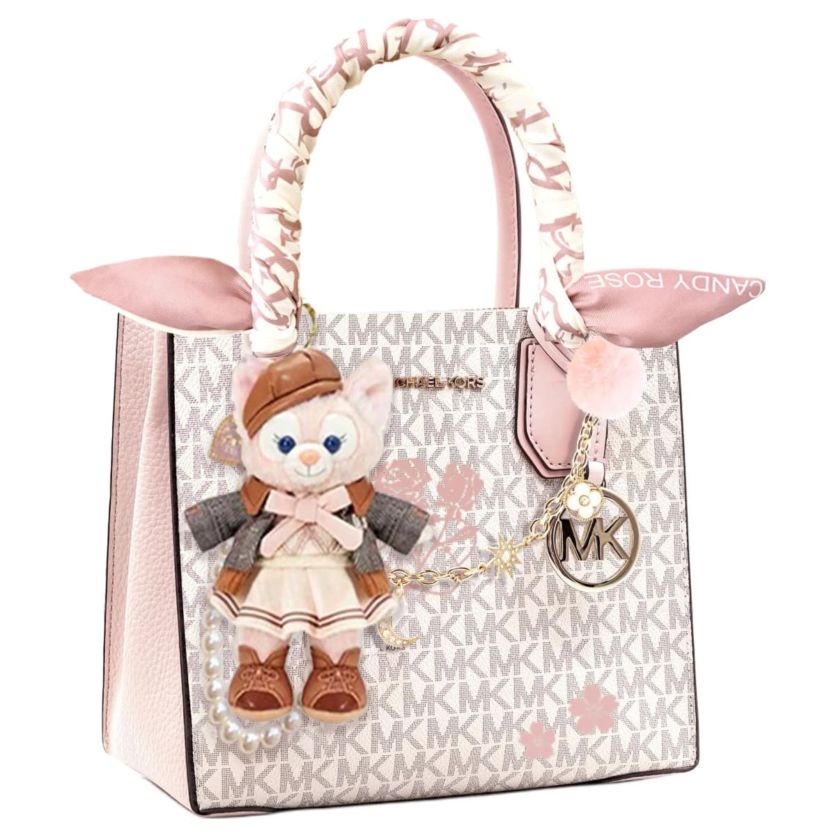 【Custom Bag】 MICHAEL KORS KORS Series Artistic Elegant Sweet Lovely Tote Bag Shopping Bag Crossbody Shoulder Bag Cow Leather Handbag Unisex Light Pink 26