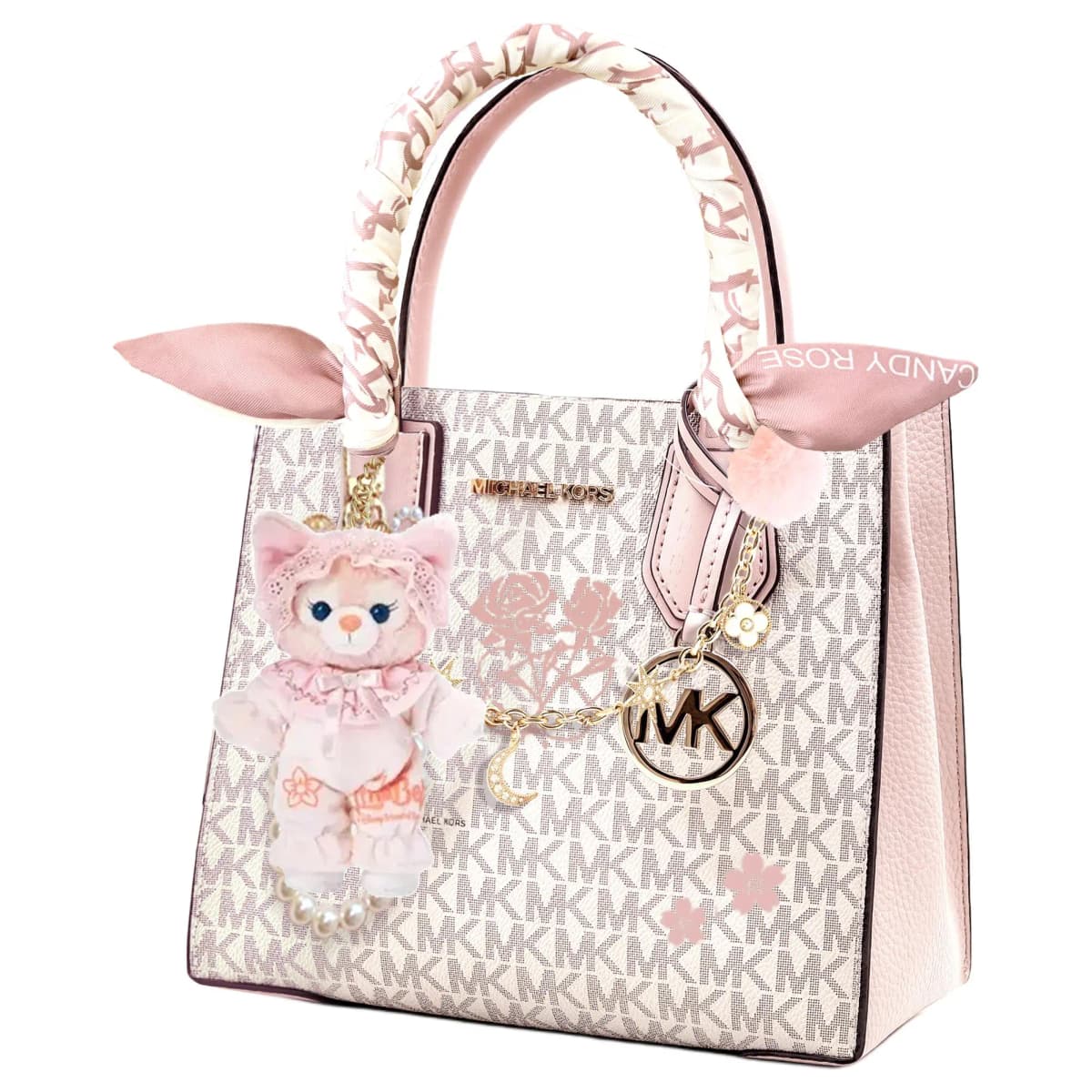 【Custom Bag】 MICHAEL KORS KORS Series Artistic Elegant Sweet Lovely Tote Bag Shopping Bag Crossbody Shoulder Bag Cow Leather Handbag Unisex Light Pink 24