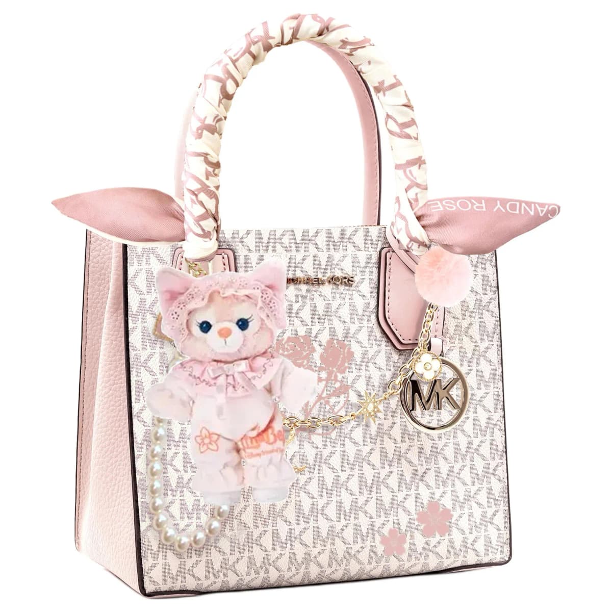 【Custom Bag】 MICHAEL KORS KORS Series Artistic Elegant Sweet Lovely Tote Bag Shopping Bag Crossbody Shoulder Bag Cow Leather Handbag Unisex Light Pink 23
