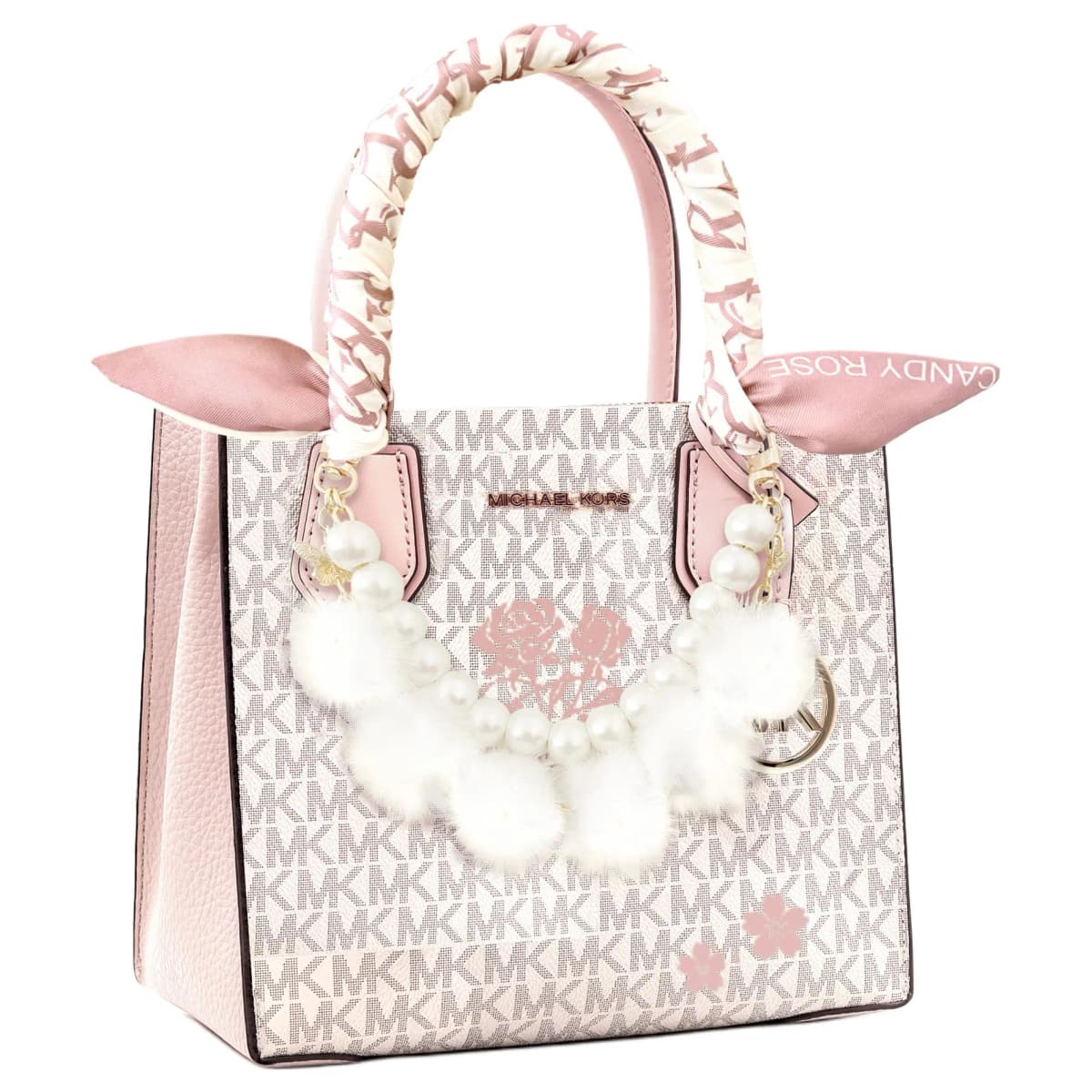 【Custom Bag】 MICHAEL KORS KORS Series Artistic Elegant Sweet Lovely Tote Bag Shopping Bag Crossbody Shoulder Bag Cow Leather Handbag Unisex Light Pink 20