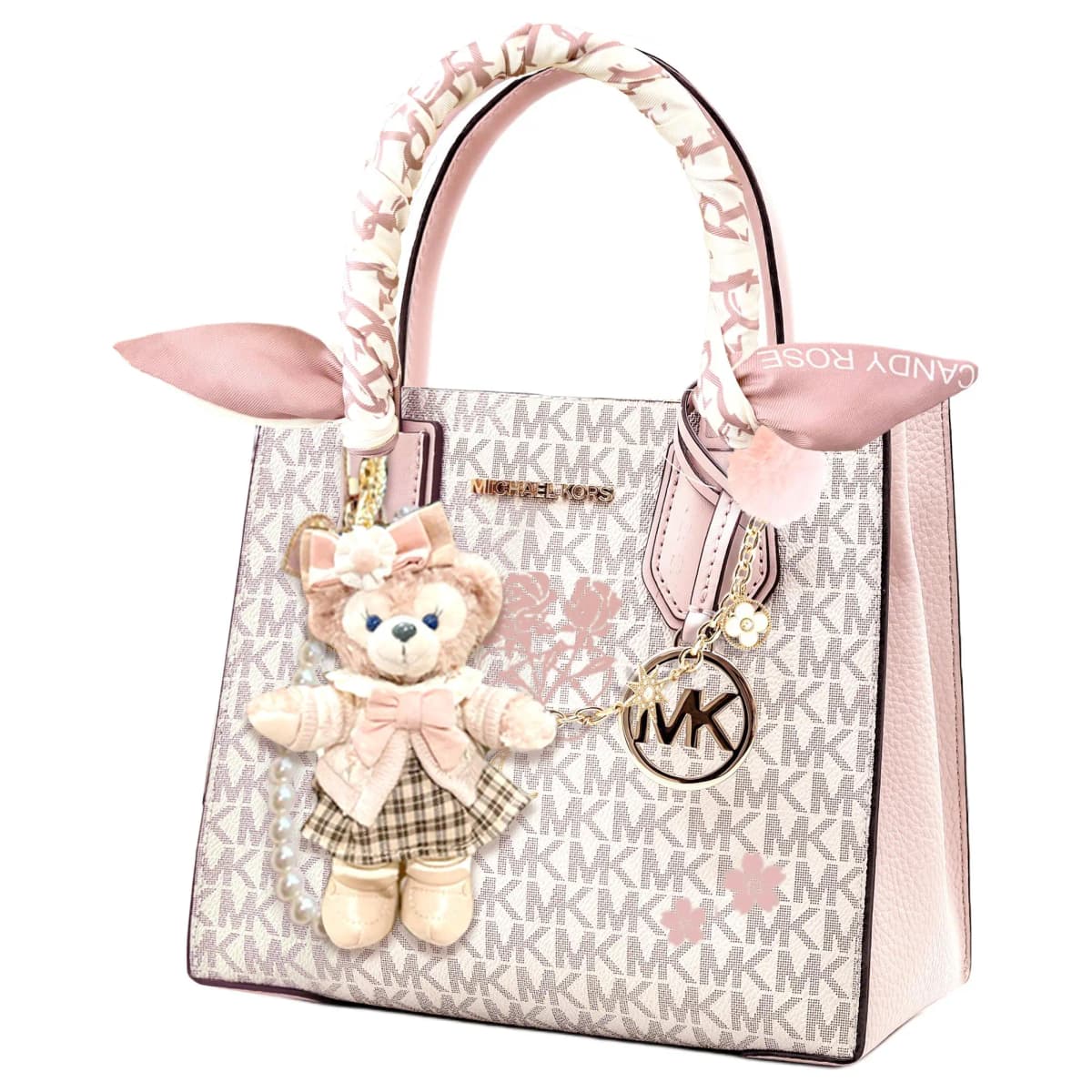 【Custom Bag】 MICHAEL KORS KORS Series Artistic Elegant Sweet Lovely Tote Bag Shopping Bag Crossbody Shoulder Bag Cow Leather Handbag Unisex Light Pink 30
