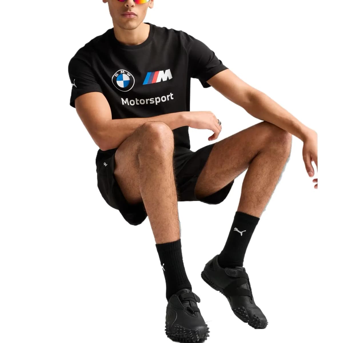 PUMA BMW M MOTORSPORT ESSENTIALS Men's Solid Color Short-Sleeve Racing T-Shirt, Comfortable Fashion Soft Versatile, Black 5