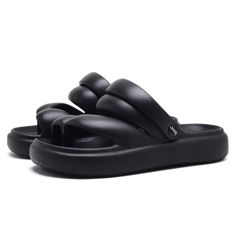 Jeep Fashion Trendy Flip Flops Unisex Black 5