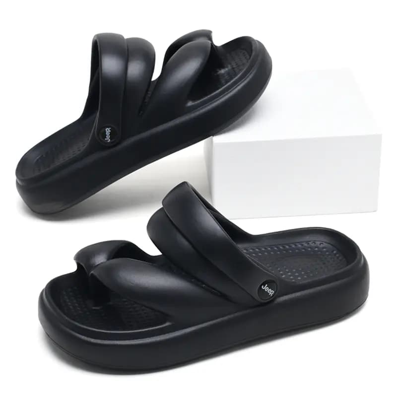 Jeep Fashion Trendy Flip Flops Unisex Black 6