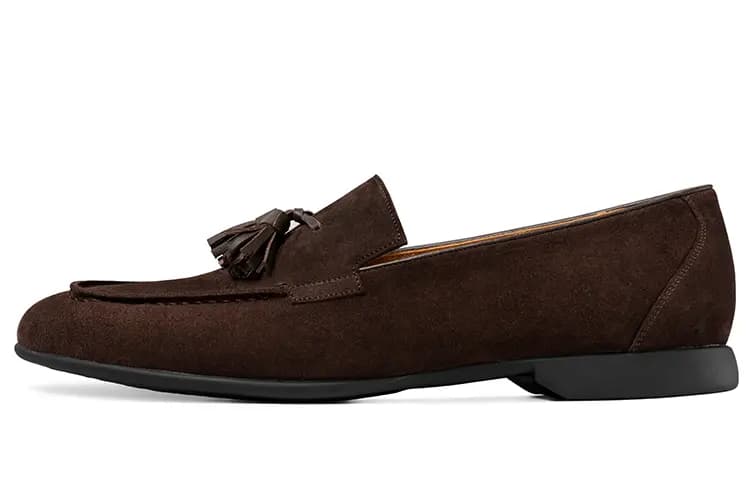 THOM WILLS British Vintage Velvet Tassel Loafers Casual Shoes Men's Dark Coffee
