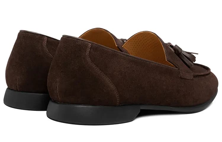 THOM WILLS British Vintage Velvet Tassel Loafers Casual Shoes Men's Dark Coffee 12