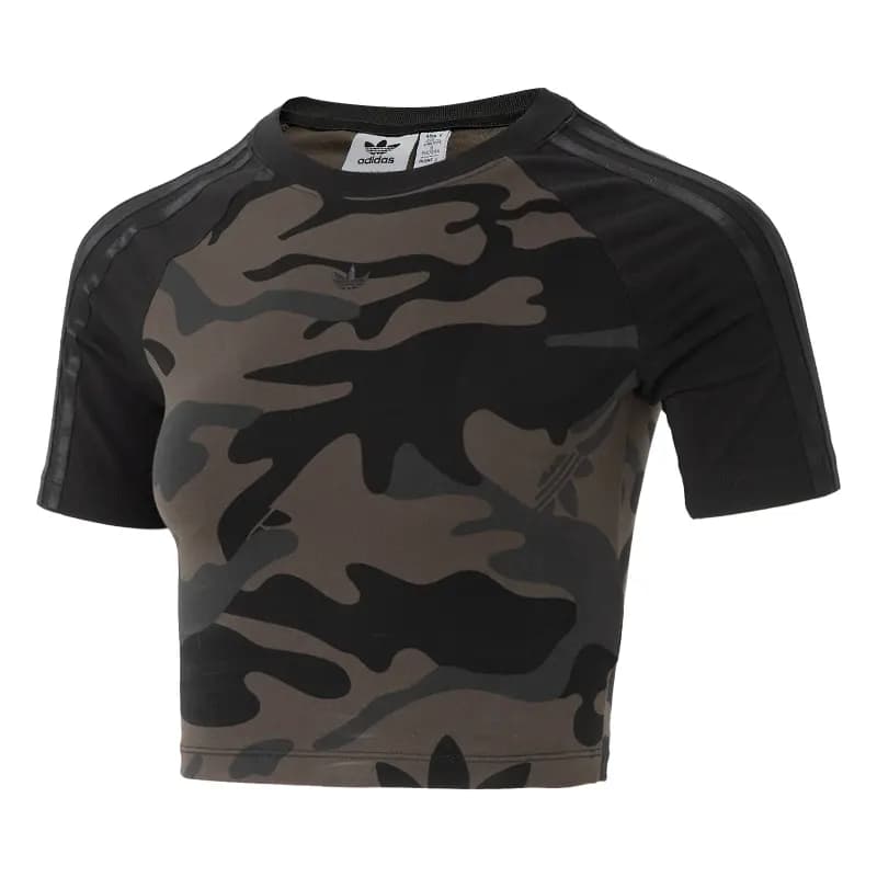 adidas originals BABY TEE CAMO Qadın Crop Top Qara/Yaşıl