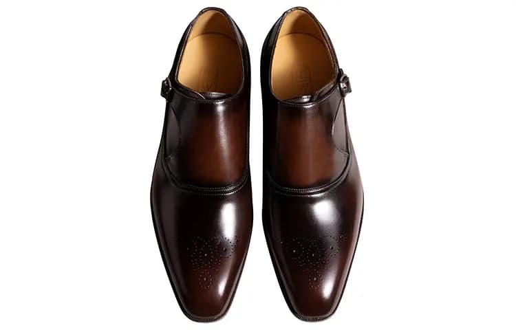 THOM WILLS British Style Buckle Monk Shoes Dress Shoes Men's Dark Brown Polished 3
