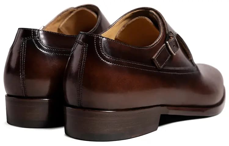 THOM WILLS British Style Buckle Monk Shoes Dress Shoes Men's Dark Brown Polished 4