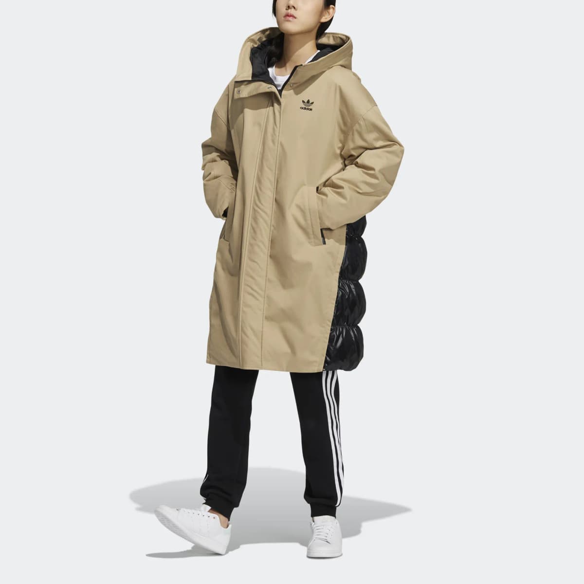 adidas Originals Layered Parka Qadın Pux gödəkçəsi Xaki 4