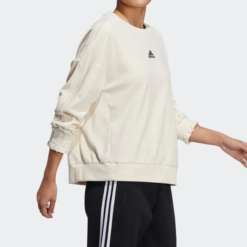 adidas Embroidered Logo Crewneck Pullover Sweatshirt Women's Off-White 4