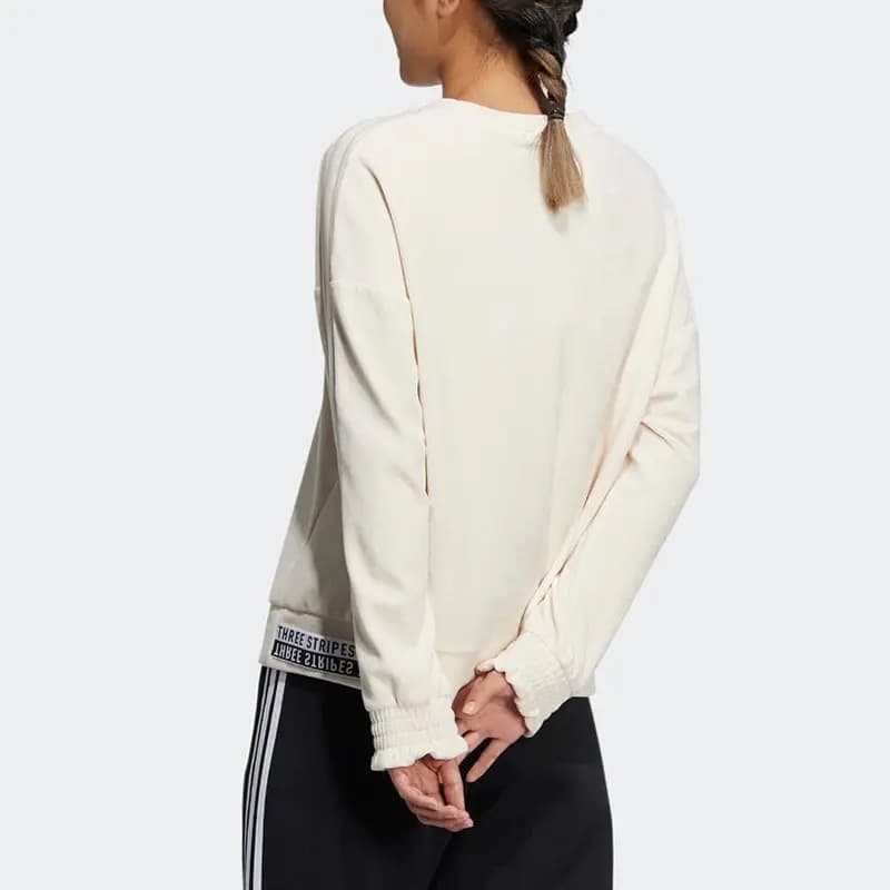 adidas Embroidered Logo Crewneck Pullover Sweatshirt Women's Off-White 3