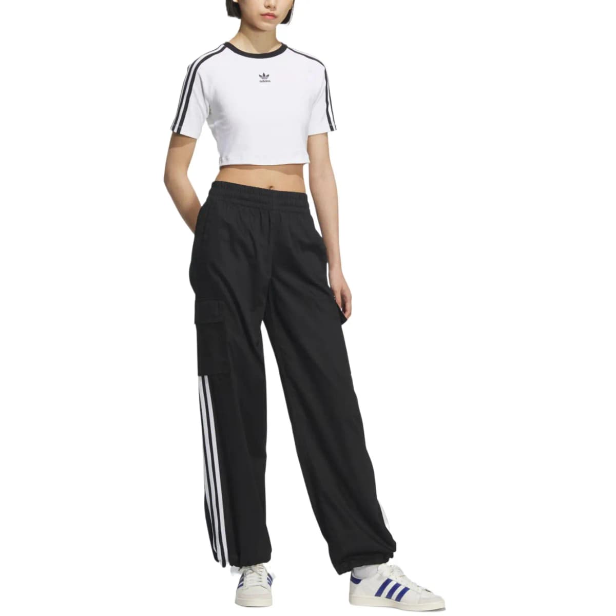 adidas Originals 3-STRIPESCARGOTROUSERS Qadın Karqo Şalvar Qara 3
