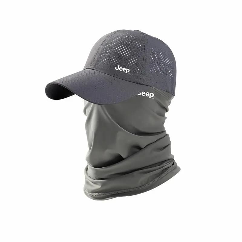 All-Day Cool Jeep Sun Shield Full Face UV Protection Mask Neck Guard Integrated Neck Cover Mesh Breathable Baseball Cap Cycling Fishing Mountaineering Sports Quick-Dry Thin Sun Mask Men's 8