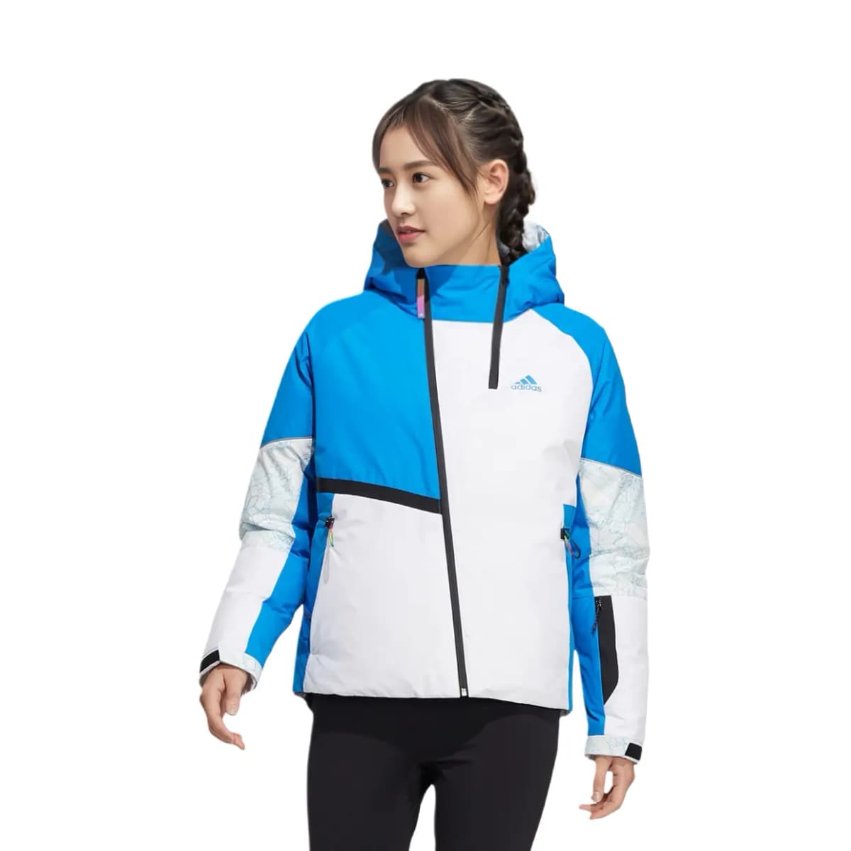 adidas W Winter Down J Color-Block Outdoor Sports Hooded Down Jacket Women's White 2