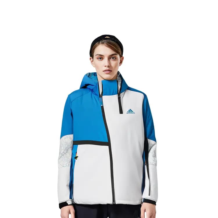 adidas W Winter Down J Color-Block Outdoor Sports Hooded Down Jacket Women's White 5