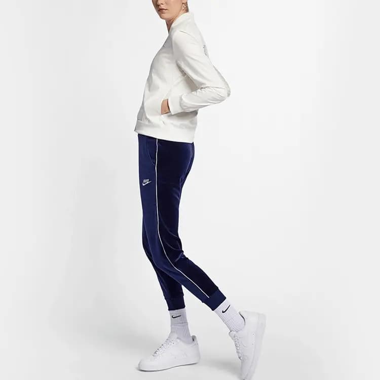Nike Logo Print Solid Color Sports Baseball Jacket Women's White 4