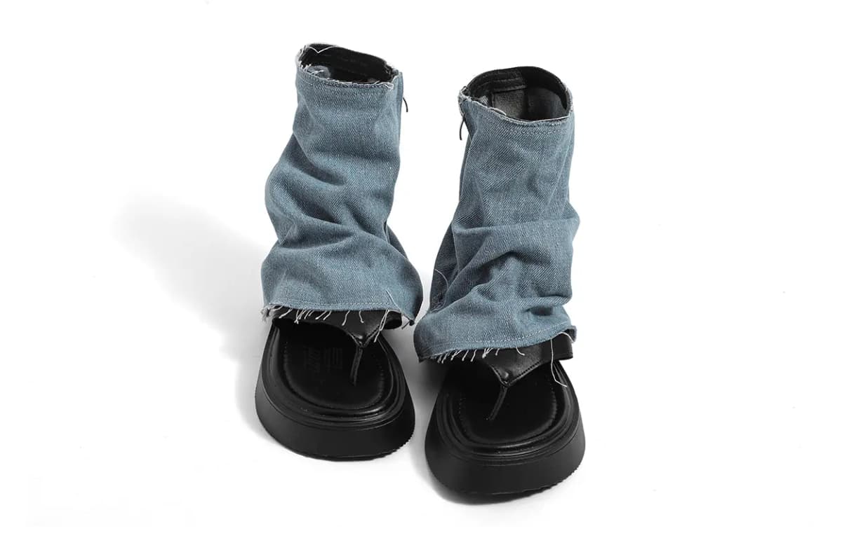 HUANQIU Platforma Roman Sandal Qadın Denim Mavi 3