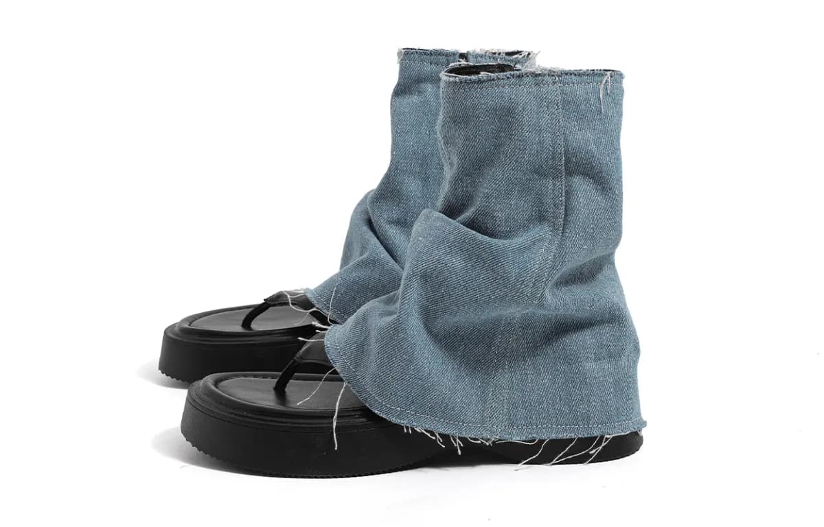 HUANQIU Platforma Roman Sandal Qadın Denim Mavi