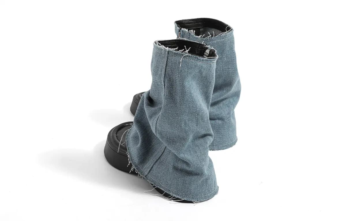 HUANQIU Platforma Roman Sandal Qadın Denim Mavi 4