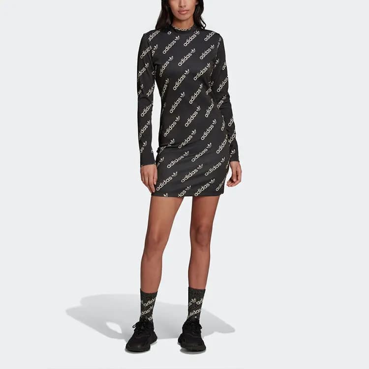 adidas Originals All-Over Print Qadın Donu Qara 4