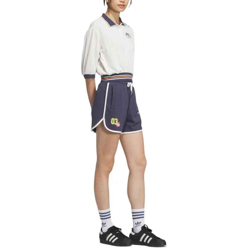 adidas originals RETRO CAMP GRAPHIC Knit Sport Fashion Versatile Short Sleeve Polo Shirt Women's White 4