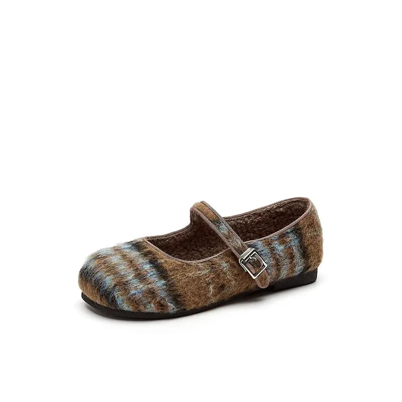 DAPHNE Round Toe Mary Jane Flats Qadın 4